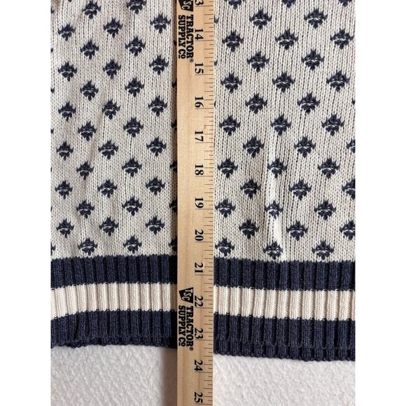 Vintage Jansen Cream and Blue Cotton Crew Neck Sweater M - Picture 5 of 6
